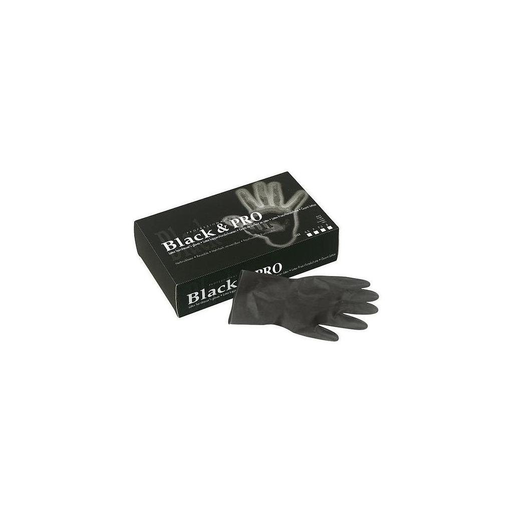 SIBEL Black&amp;Pro Gloves Reuseable Latex Satin Black XL 20pcs
